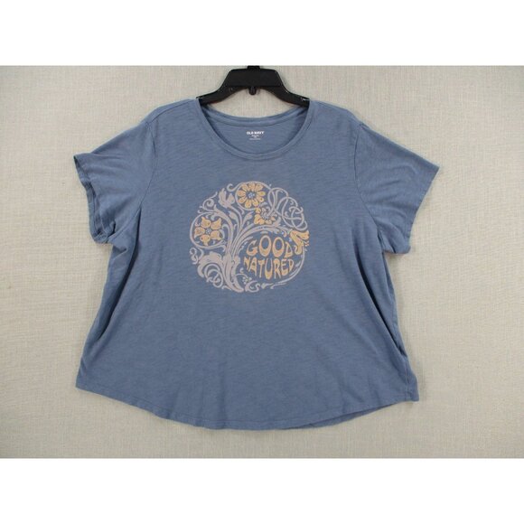 Old Navy Good Natured Soft Blue Graphic Tee Xxl - Picture 1 of 7